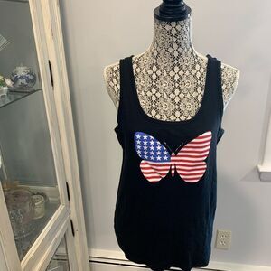 Bling Red, White and Blue Butterfly Tank Top